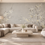 Papier peint – Branches fleuries en relief