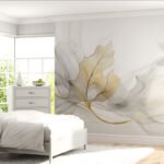Papier peint – Feuille d’érable en style peinture à l’encre chinoise