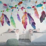 Papier peint – plumes aquarelle