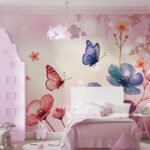 Papier peint – Éclat Floral et Papillons
