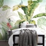 Papier peint – Bananier vert et oiseaux