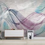 Papier peint – Rubans transparents bleu et mauve
