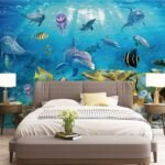 Papier peint – Dauphins et poissons dans un récif corallien