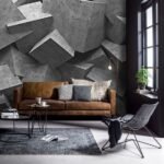 Papier peint – Blocs géométriques gris en relief