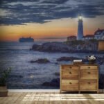 Papier peint – Phare au coucher du soleil