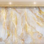Papier peint – Marbre blanc aux veines dorées