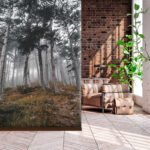 Papier peint – Chemin dans une forêt de pins