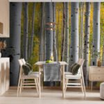 Papier peint – Forêt de bouleaux aux feuilles jaunes