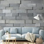 Papier peint – Briques grises en relief