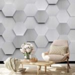 Papier peint – Hexagones blancs en relief