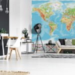 Papier peint – Carte du monde physique multicolore