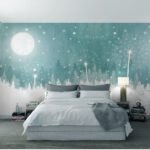Papier peint – Forêt enneigée sous la lune