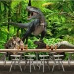 Papier peint – Dinosaure dans une jungle préhistorique