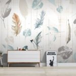 Papier peint – Plumes pastel en suspension