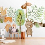 Papier peint – Animaux de la forêt en aquarelle