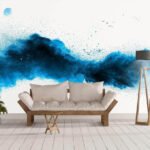 Papier peint – Nuage d’encre bleu intense