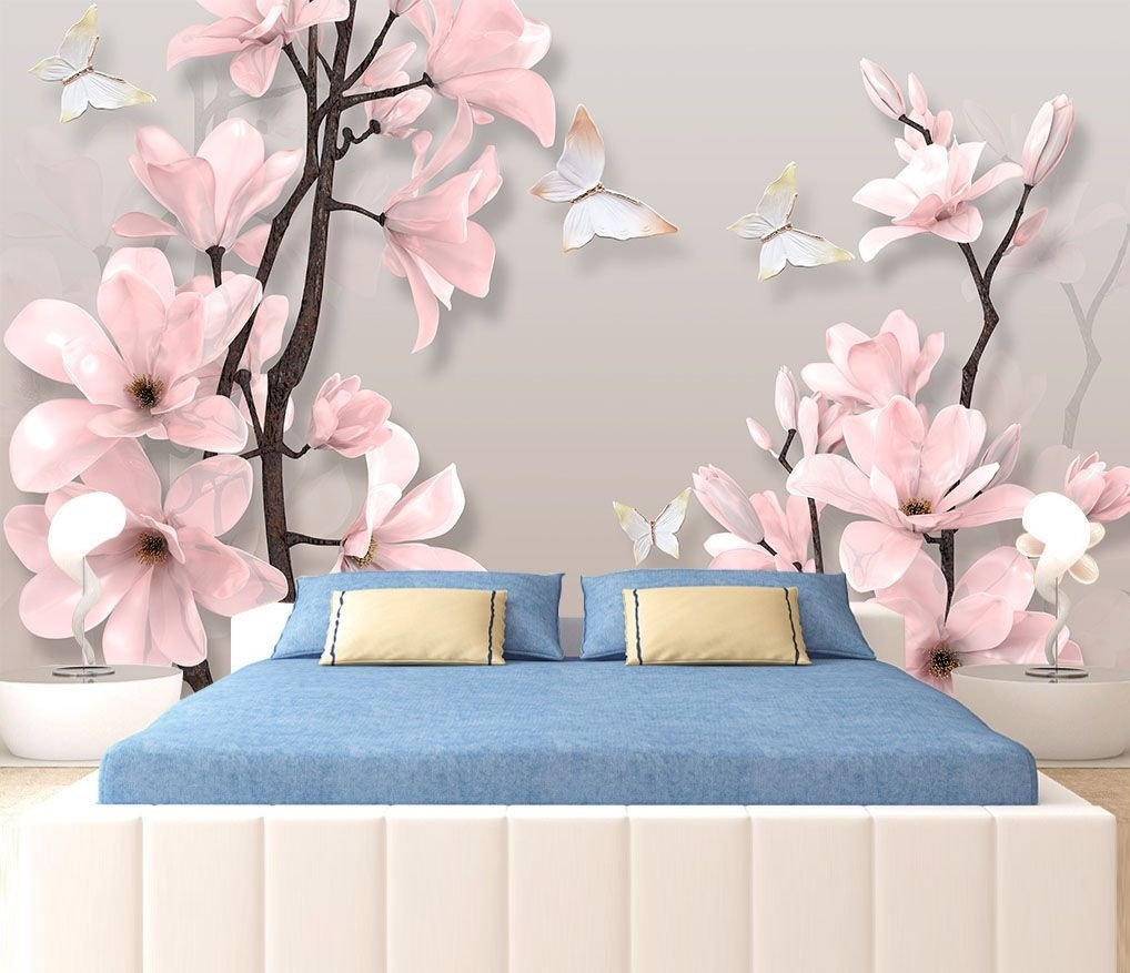 u25381pib1m.jpg Papier peint – Magnolias roses sur branches noires – Image 1