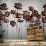 Papier peint – Fleurs brunes aux longues tiges