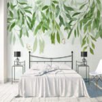 Papier peint – Feuilles vertes en cascade