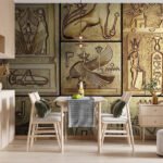 Papier peint – Panneaux décoratifs égyptiens dorés