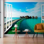 Papier peint – Fenêtre ouverte sur un ponton tropical
