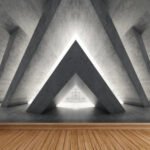 Papier peint – Tunnel triangulaire gris lumineux