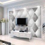Papier peint – Losanges blancs et gris en relief