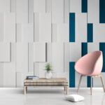Papier peint – Rectangles blancs et bleus en relief