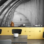 Papier peint – Tunnel architectural noir et blanc