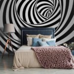 Papier peint – Spirale optique noire et blanche