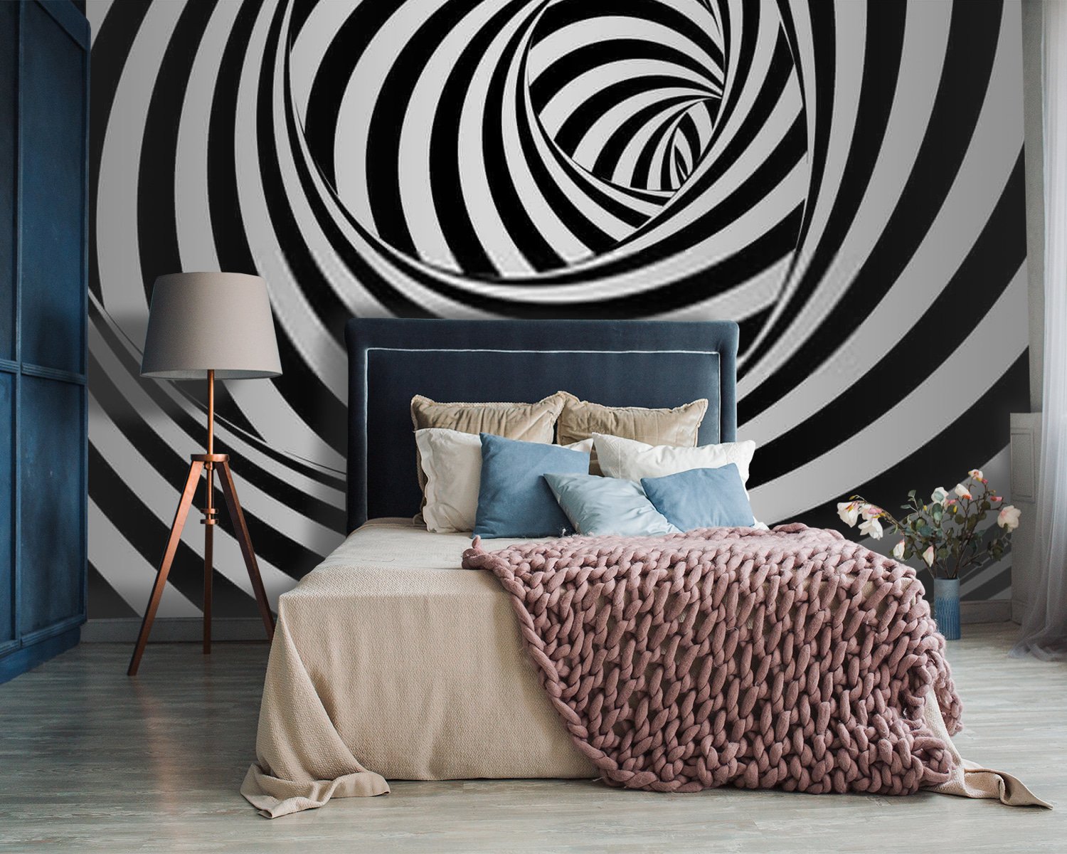 u37165pib87m.jpg Papier peint – Spirale optique noire et blanche – Image 1