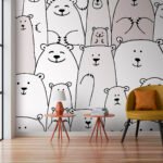 Papier peint – Chats dessinés en noir et blanc