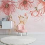 Papier peint – Fleurs corail au dessin aquarellé