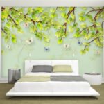 Papier peint – Branches aux feuilles vert clair