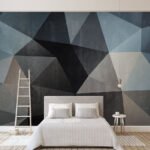 Papier peint – Triangles bleu grisé et noir