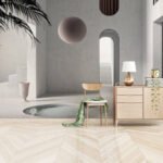 Papier peint – Arche et cercles sur fond beige