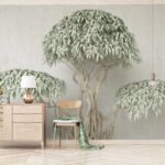 Papier peint – Arbre vert aux couronnes arrondies