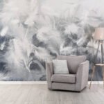 Papier peint – Plumes blanches dans une lumière diffuse