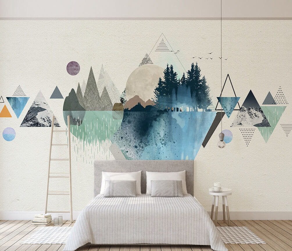 u46550pib2m.jpg Papier peint – Forêt et montagnes géométriques en aquarelle – Image 1