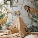 Papier peint – Singes dans une jungle illustrée