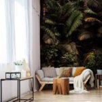 Papier peint – Jungle tropicale sur fond sombre