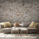 Papier peint – Mur de pierres beiges