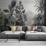 Papier peint – Jungle tropicale en noir et blanc