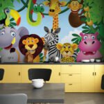 Papier peint – Animaux de la jungle multicolores