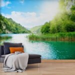 Papier peint – Rivière turquoise dans une vallée verte