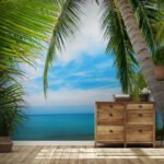 Papier peint – Palmiers et mer turquoise