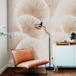 Papier peint – Éventails beige et blanc