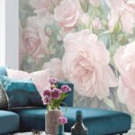 Papier peint – Bouquet de roses pastel