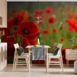 Papier peint – Champ de coquelicots rouges