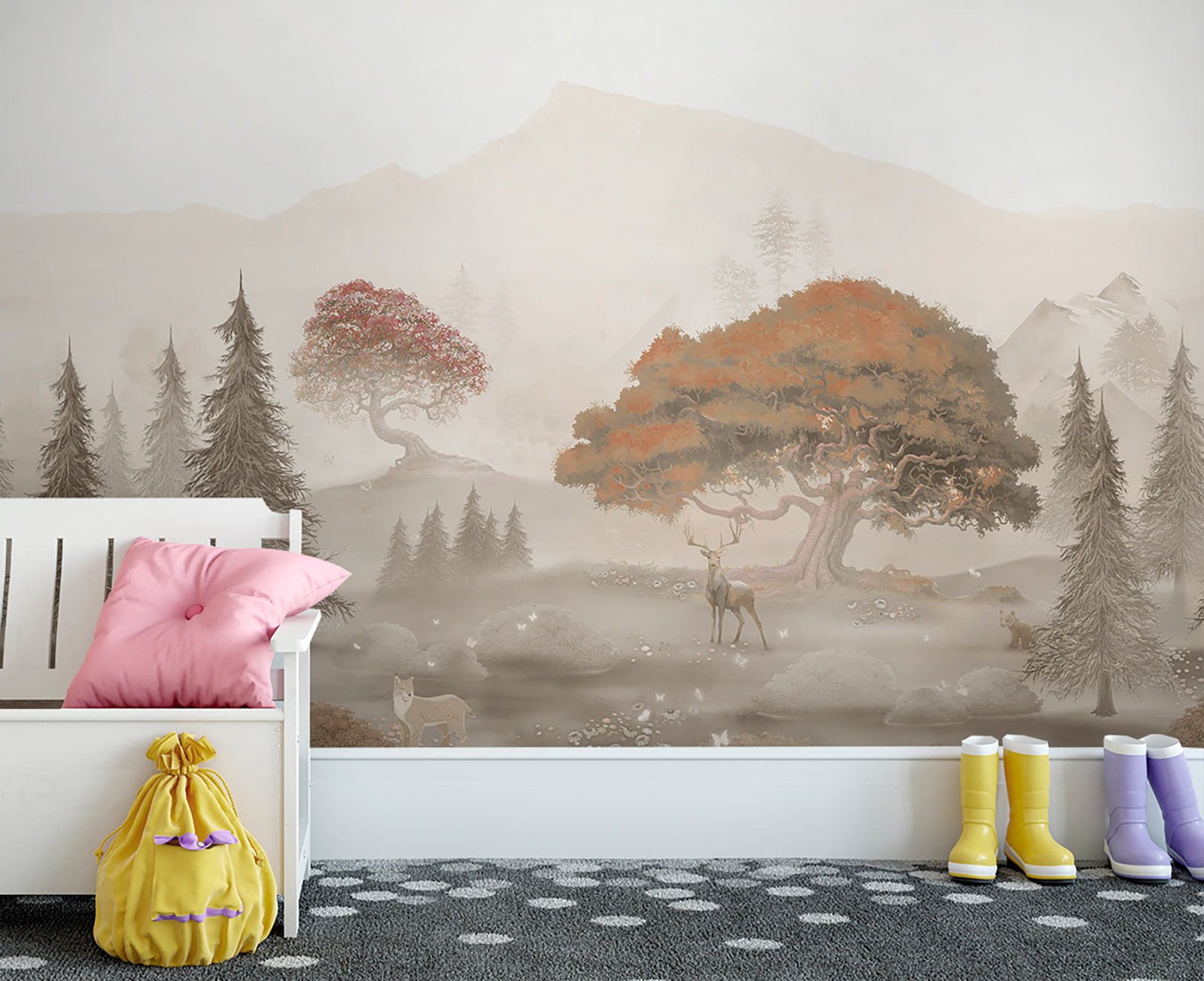 u62117pir1m.jpg Papier peint – Arbres d’automne et forêt brumeuse – Image 1